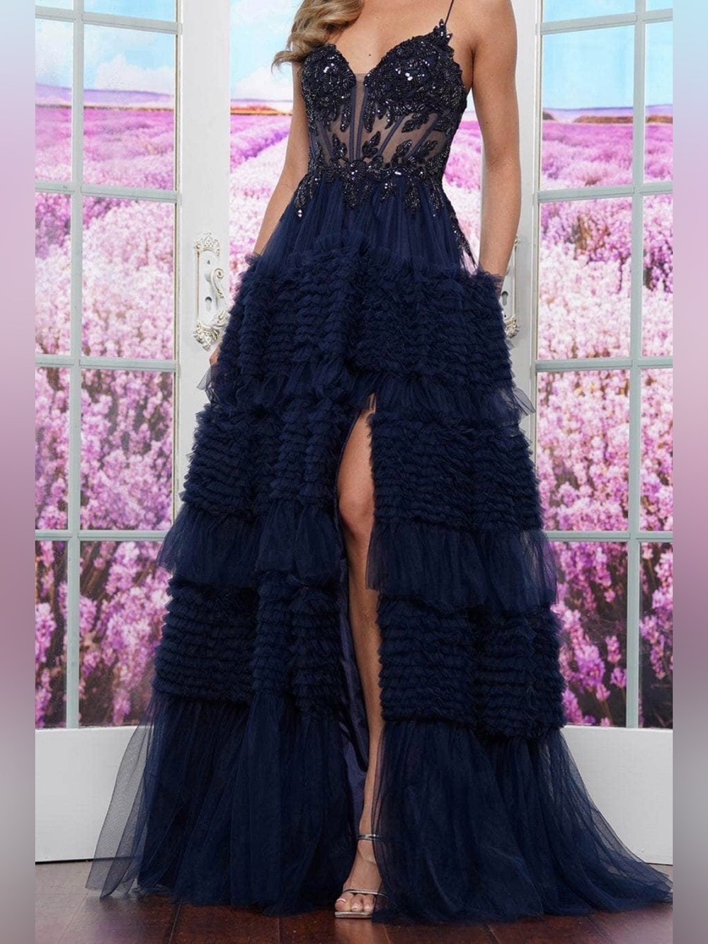 Colors Dress 3515 NWT Sleeveless Ruffled Skirt Prom Dress